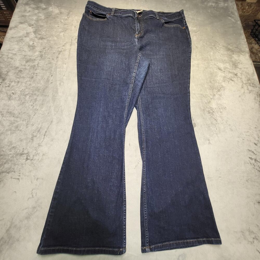 Duluth Trading Co. Jeans Womens 20W Blue Flared Dark Wash Relaxed Stretch